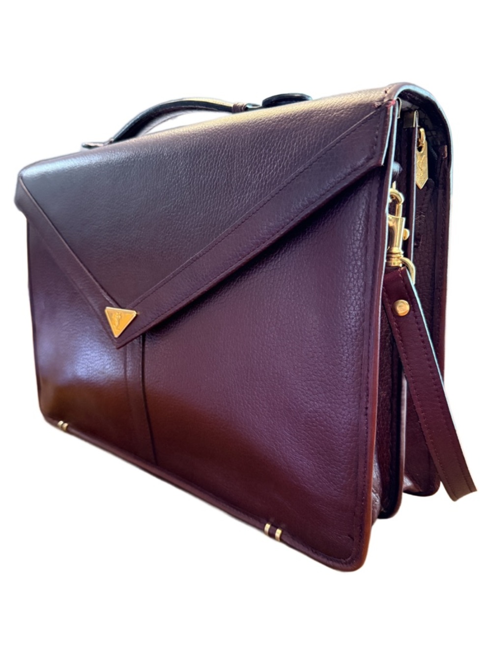 YSL Rare Vintage Portfolio Leather Briefcase in Burgundy with Gold hardware - Picture 2 of 16
